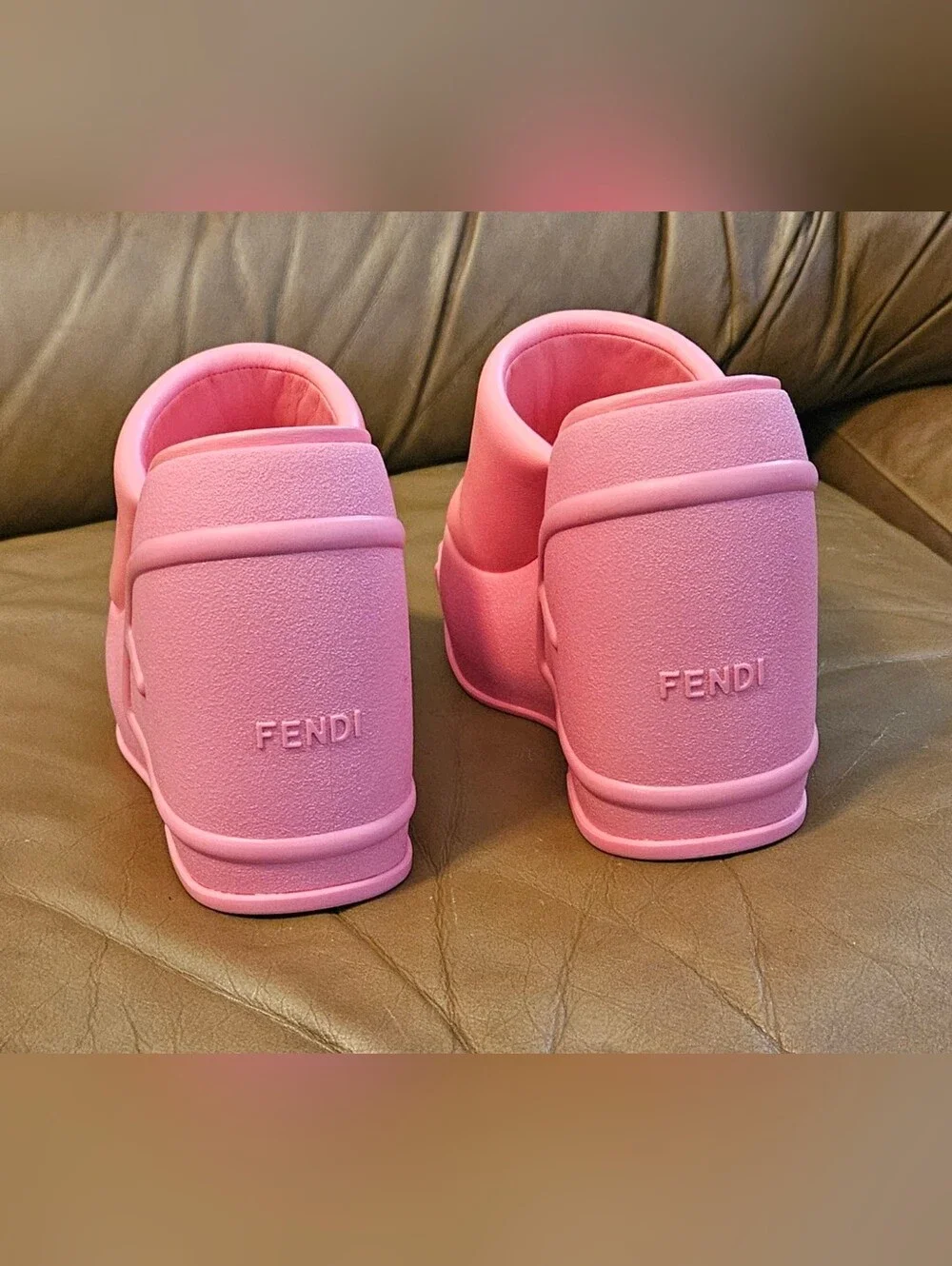 New Fendi Pink High Platform Slide Mules Size 6 US